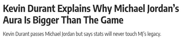 杜兰特超越乔丹总得分却坦言数据难定义乔丹传